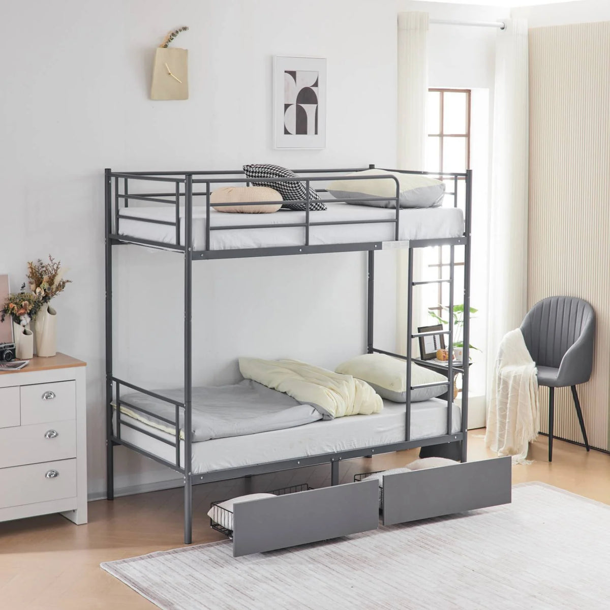 Twin over Twin Steel Bunk Beds N9949