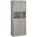 72" Kitchen Buffet with Hutch, Gray Wood Grain Q790