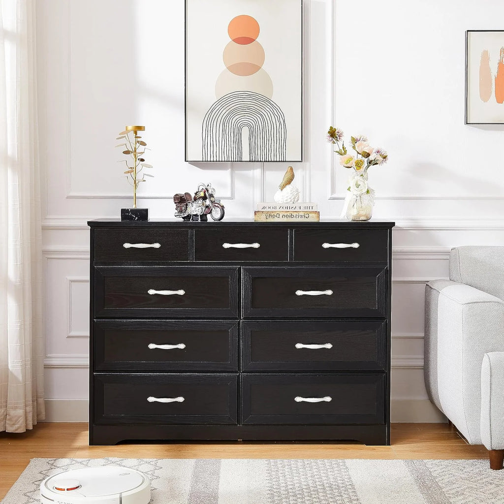 Black 9 Drawer Wood Dresser G6391