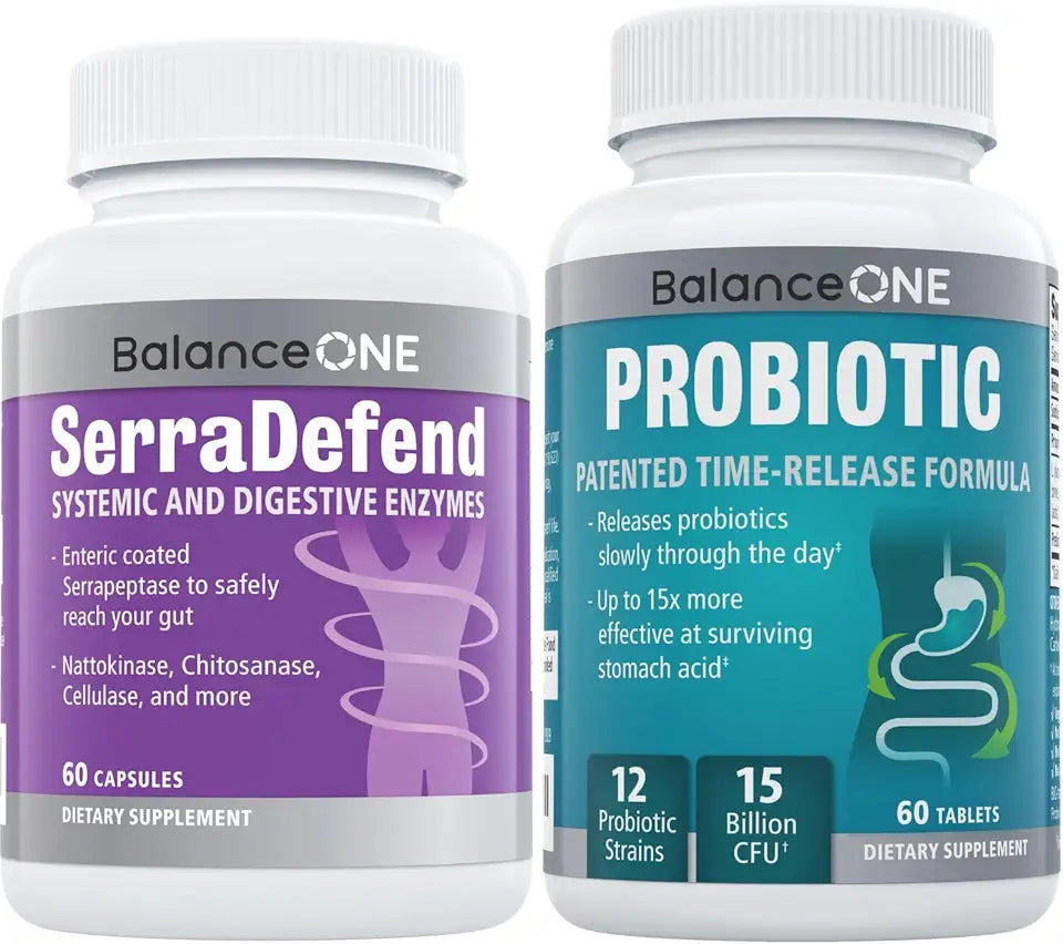 15 Billion CFUs Time-Release Vegan Probiotic & Serrapeptase Bundle L332477