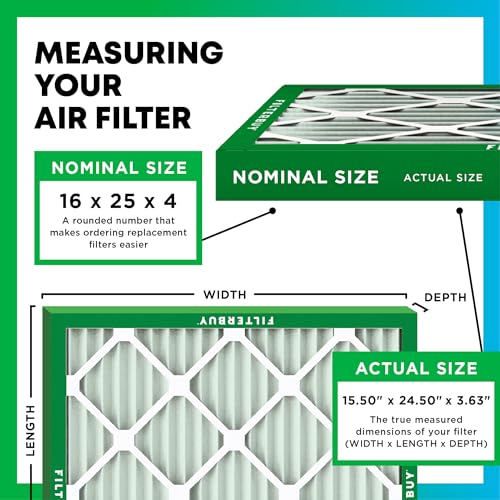 16x25x4 MERV 8 Pleated HVAC Air Filter 2-Pack C323