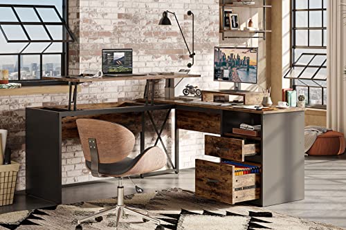 L Shaped Desk with File Drawer X690