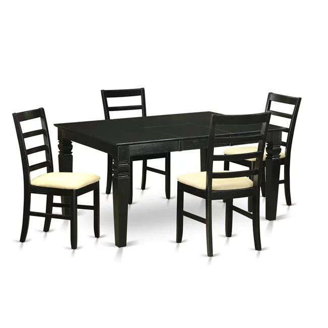 Black 5 Piece Microfiber Kitchen Table Set G680043