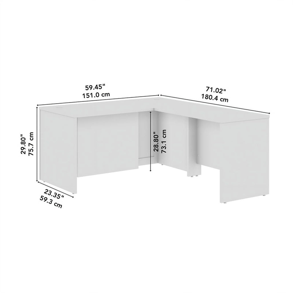 White L-Shaped Executive Desk H2397