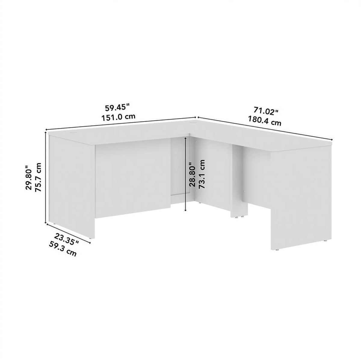 White L-Shaped Executive Desk H2397
