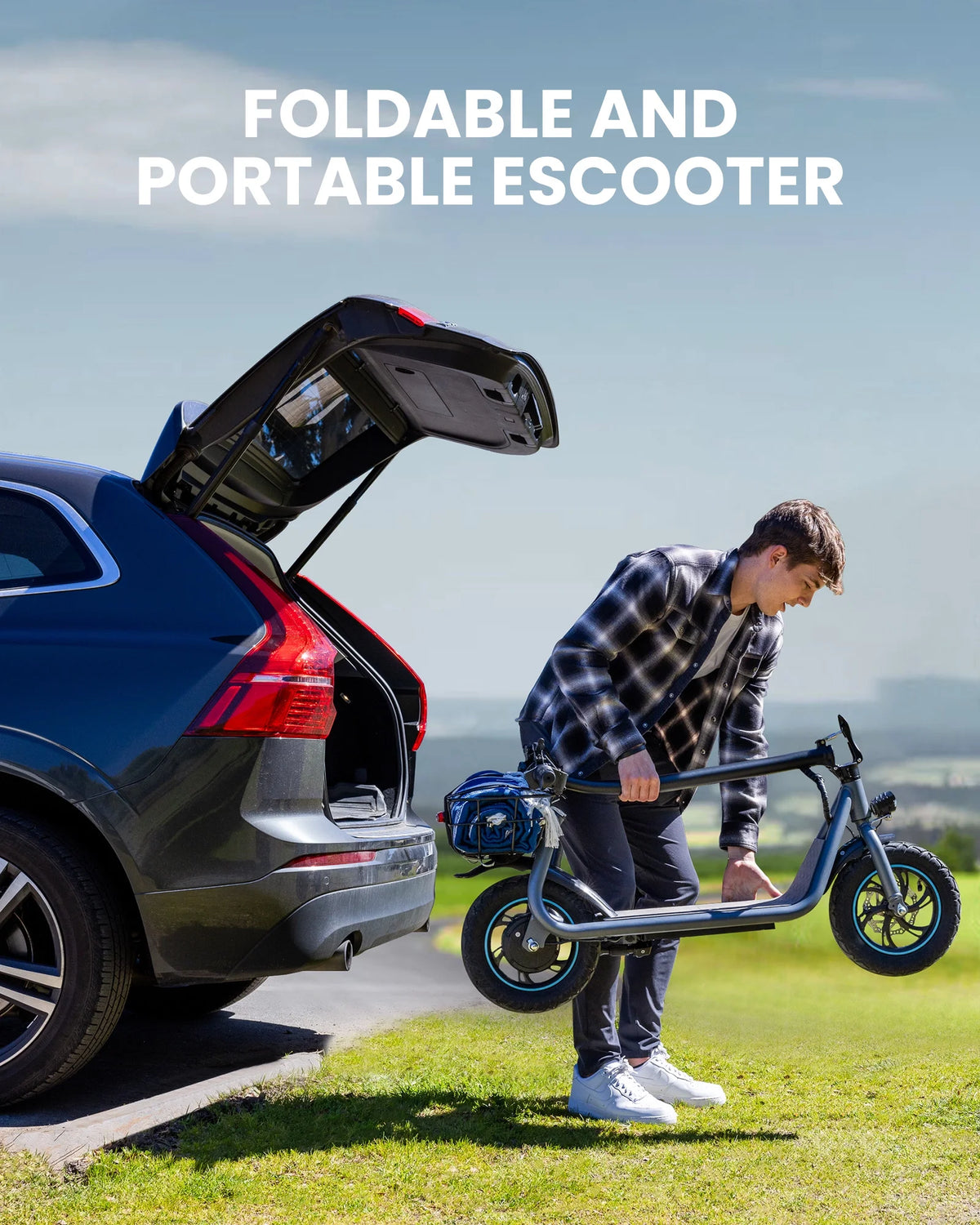 550W 12 inch Electric Scooter with Basket and Wide Deck K32509