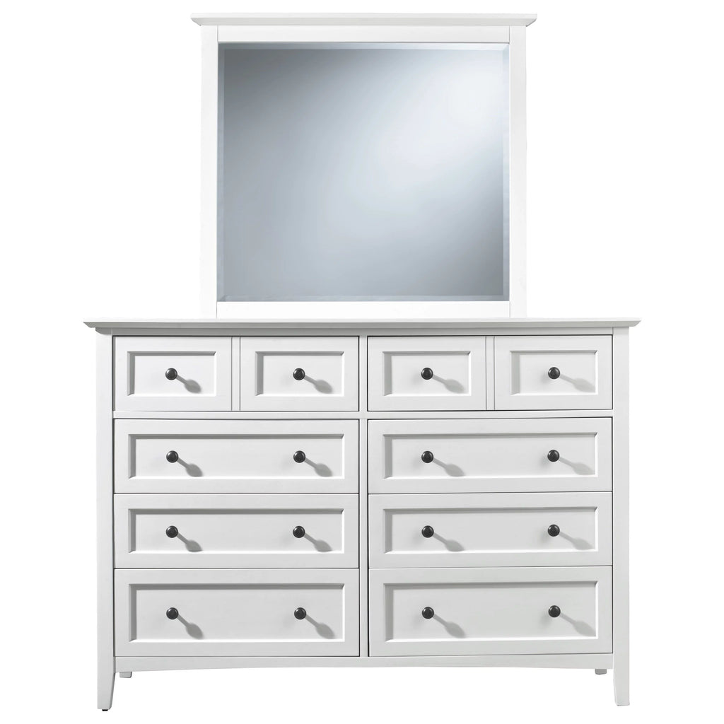 White Mahogany Dresser & Mirror L3491