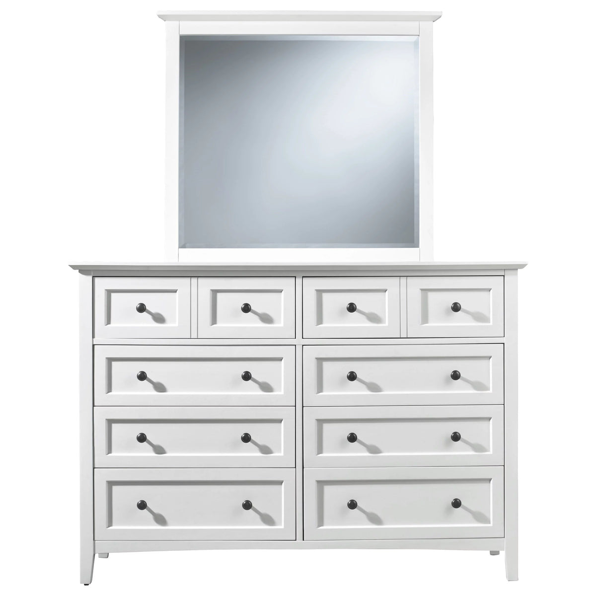 White Mahogany Dresser & Mirror L3491