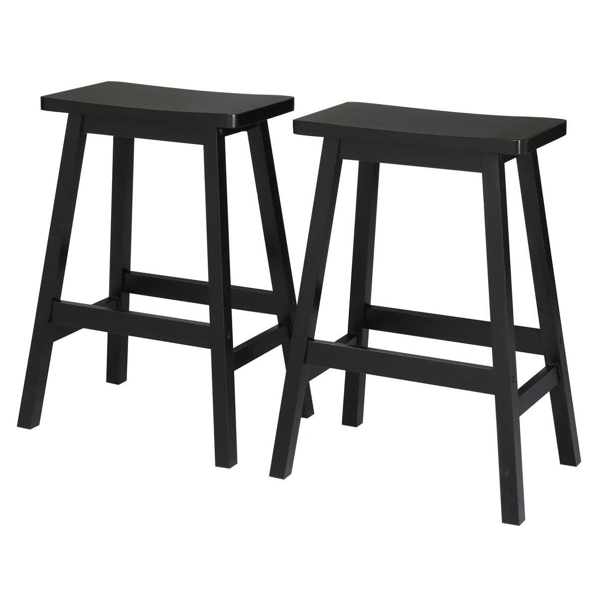 Set of 4 Black Wooden Saddle Seat Bar Stools Q4786