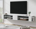 79 inch Floating TV Stand Wall Mounted Wood TV Cabinet Media Console Grey White G544392