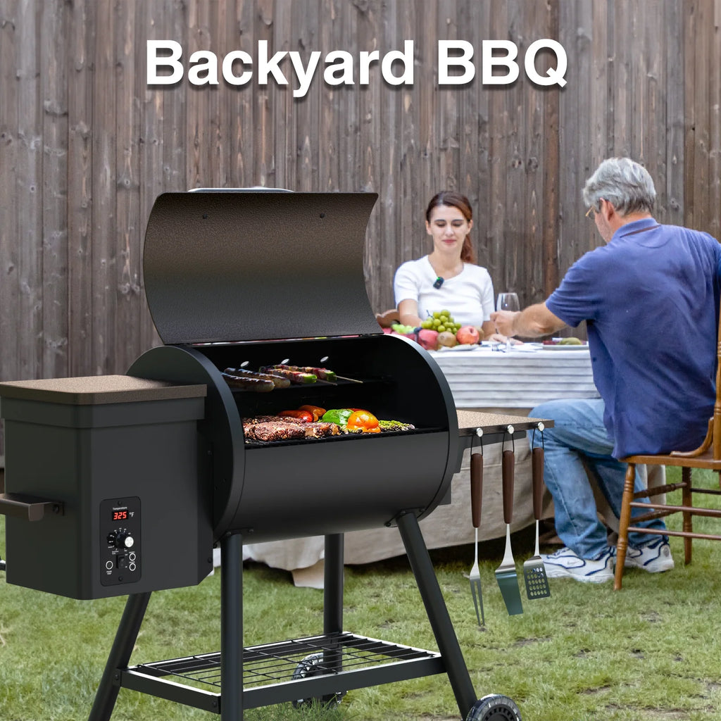 456 SQ.IN Pellet Grill Smoker with Side Shelf R140564