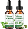 2 Pack Organic Moringa Supplement + Soursop Graviola Liquid Drops Y913