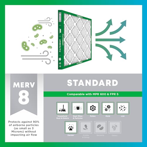 16x25x4 MERV 8 Pleated HVAC Air Filter 2-Pack C323