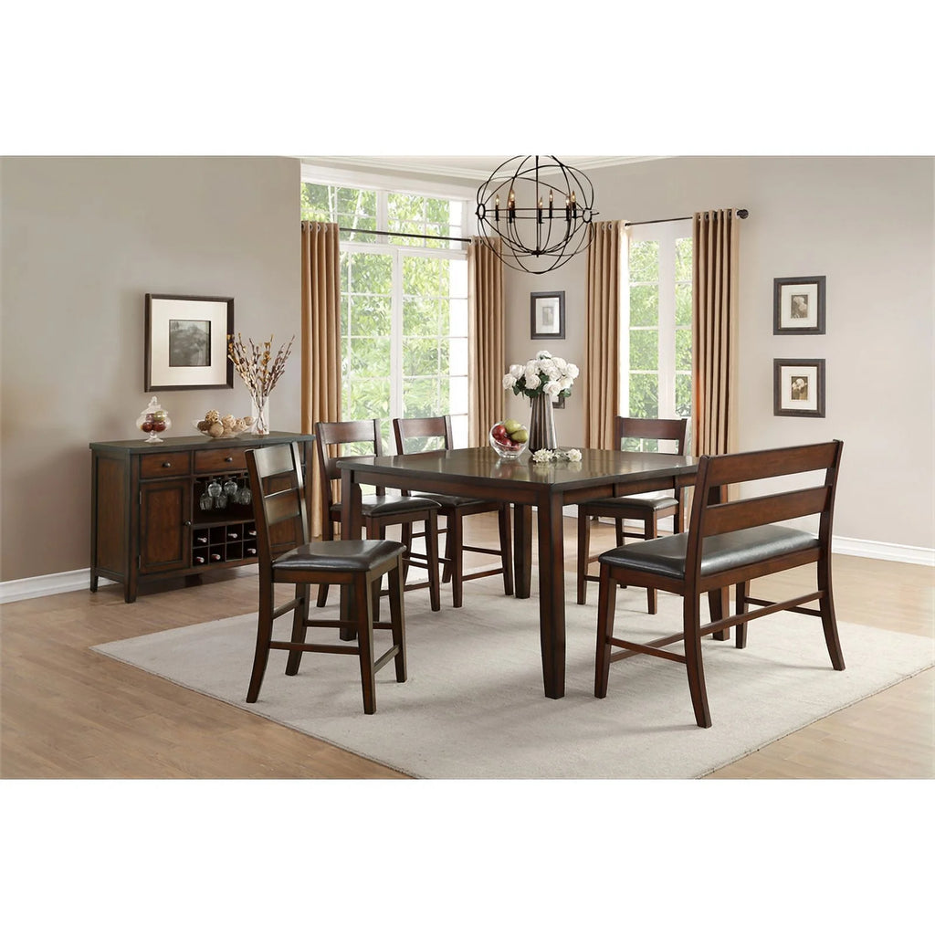 Wood Counter Height Dining Bench with Back I376192