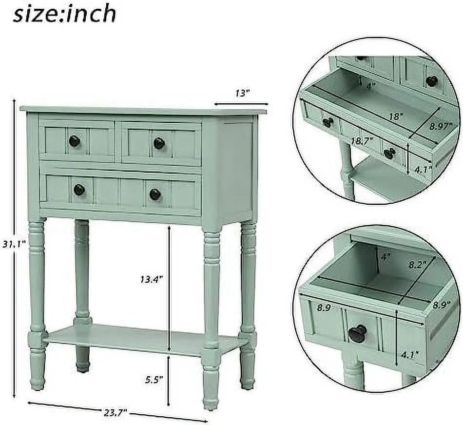 Narrow Console Table with Drawers and Bottom W466