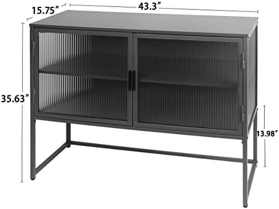 Black Fluted Glass Sideboard Cabinet U33017
