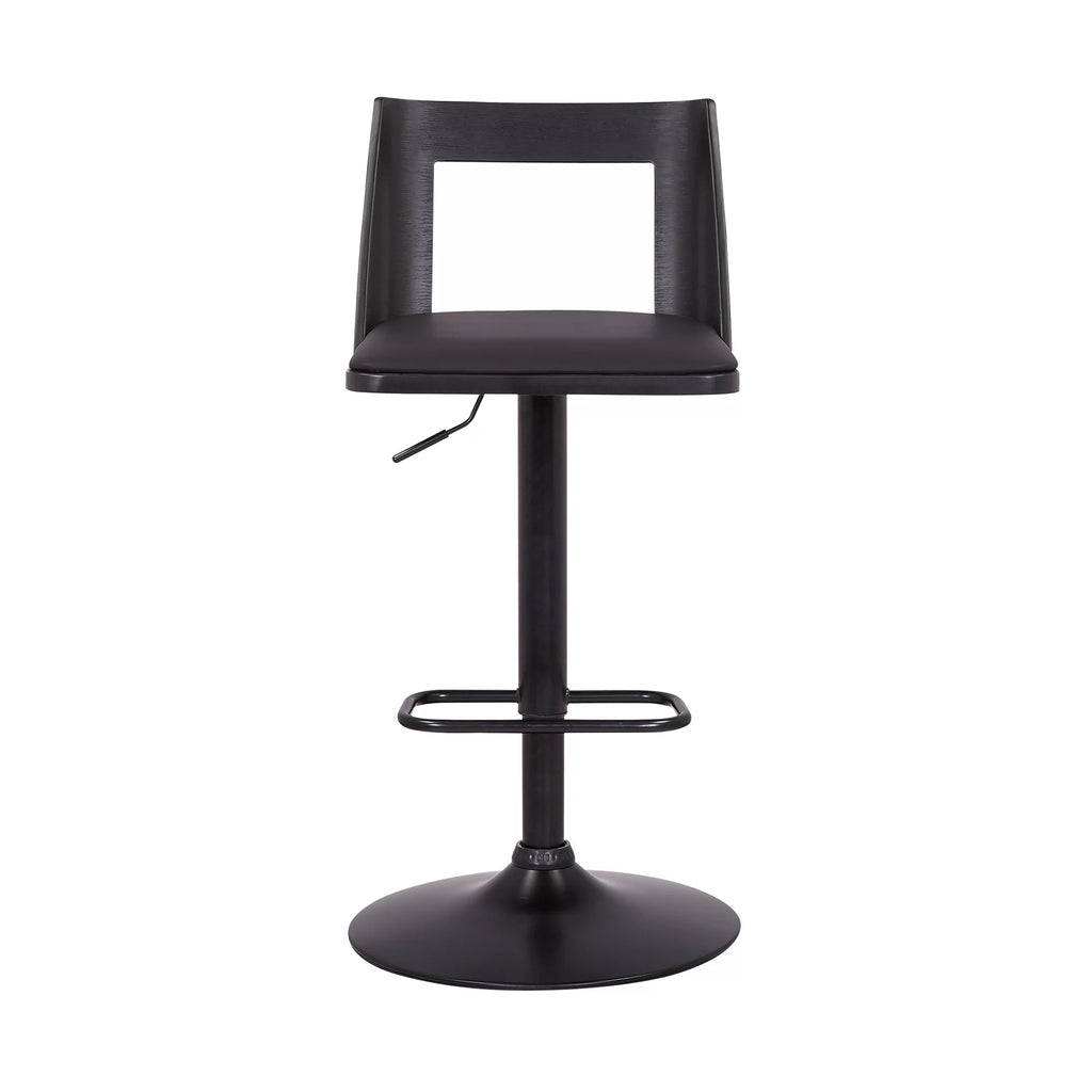 Black Faux Leather Wood Swivel Bar Stool X95017
