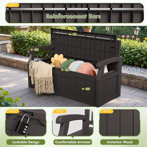 80 Gallon Black Storage Bench Deck Box S589