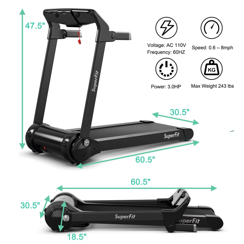 Folding Electric Treadmill 3.0HP Exercise Running Machine P728