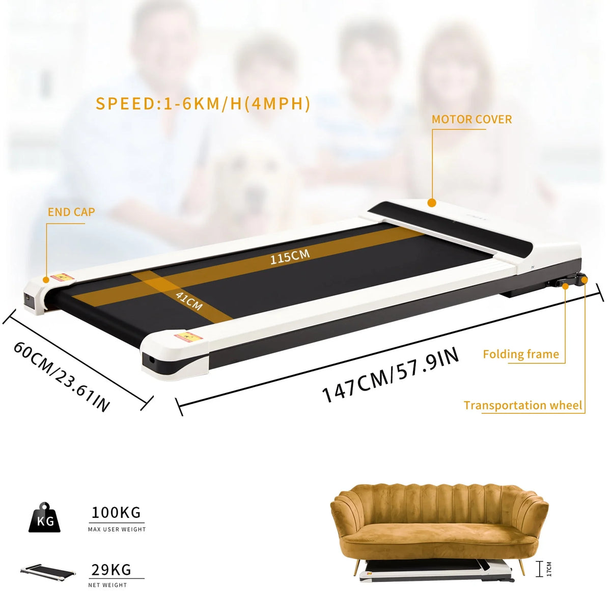 Foldable Electric Treadmill M33699