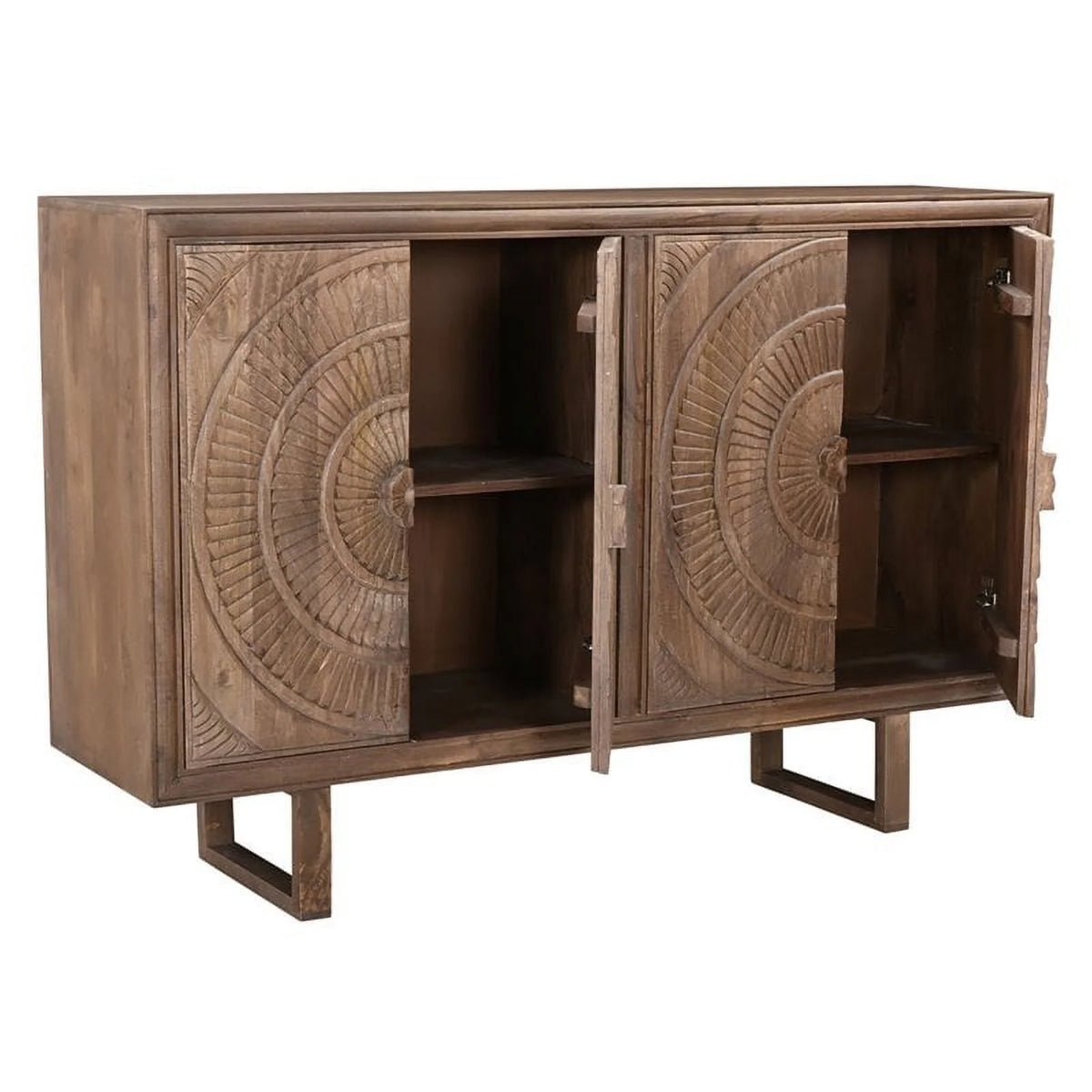 Solid Wood Cabinet with 4 Hand-Carved Doors N428024