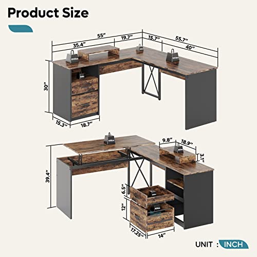 L Shaped Desk with File Drawer X690