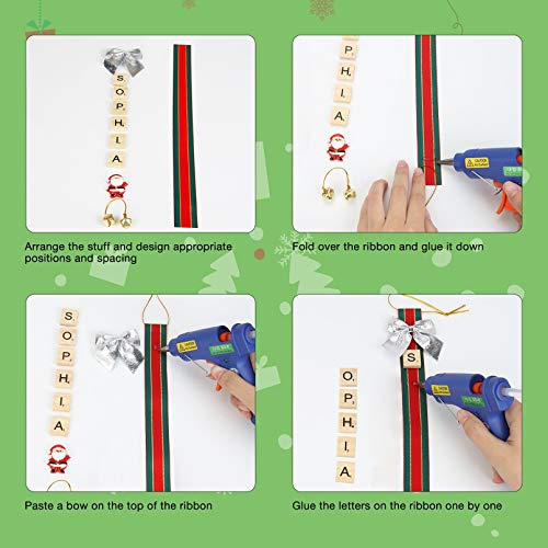 Christmas Ornaments Tree Decorations DIY Ribbon Letter Tiles Bells Stockings Name Tags A583