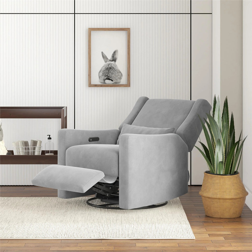 Gray Velvet Swivel Glider Recliner E620716