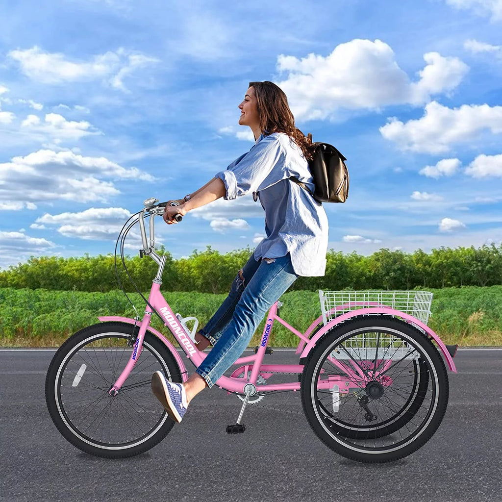 24 26 inch 7 Speed Adult Tricycle with Rear Basket O798395