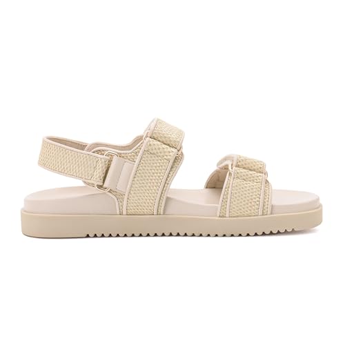 Women's Adjustable Double Strap Slip on Leather Footbed Flat Sandals H821
