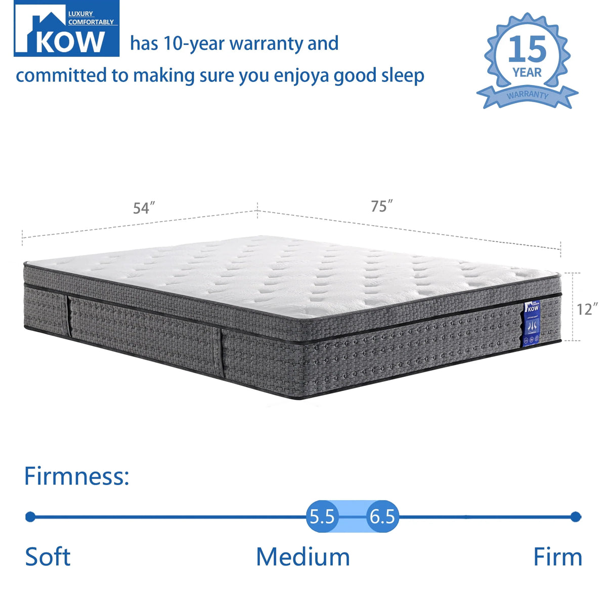 12 inch Full Size Gel Memory Foam Hybrid Mattress B55290