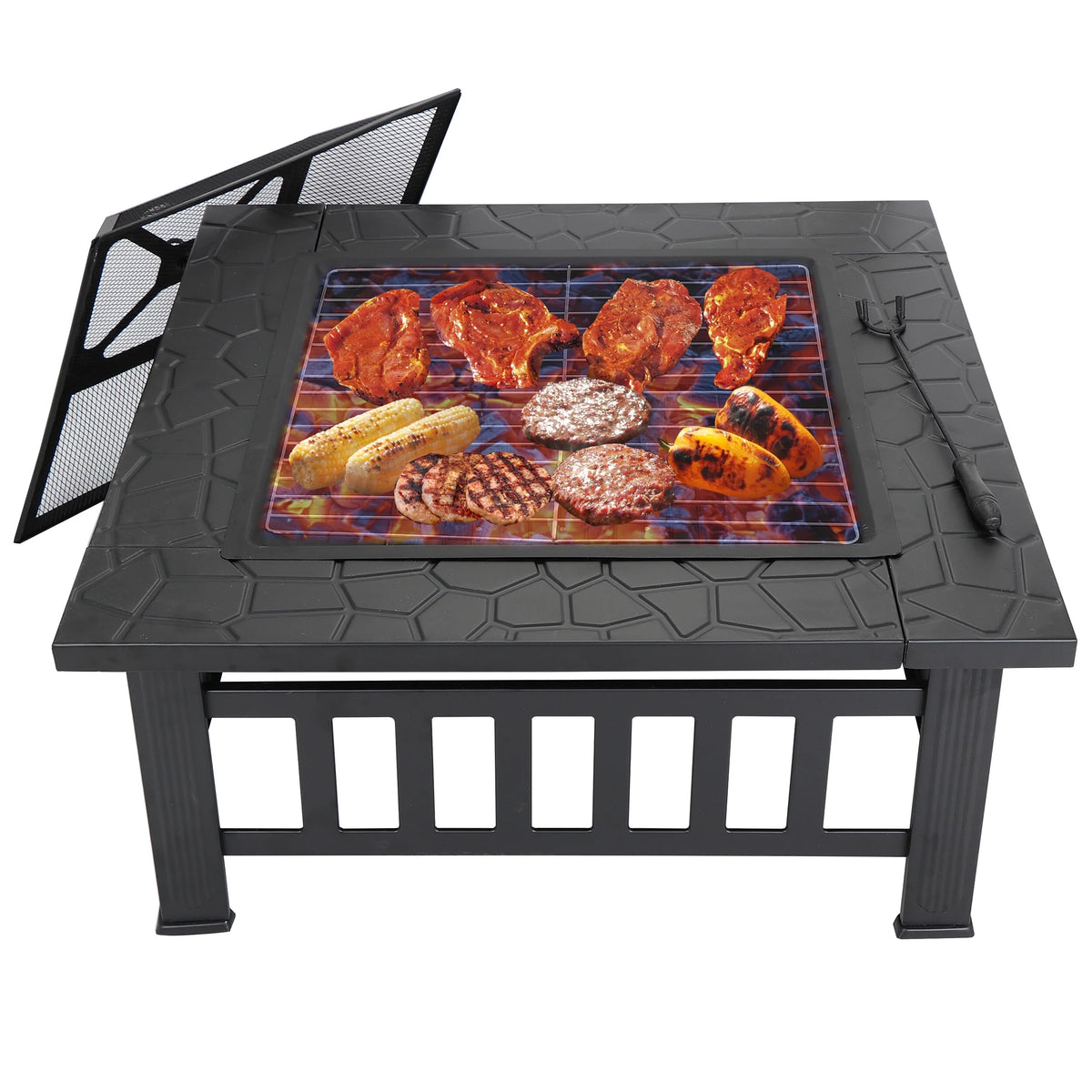 32 Outdoor Square Metal Wood Burning Fire Pit H706