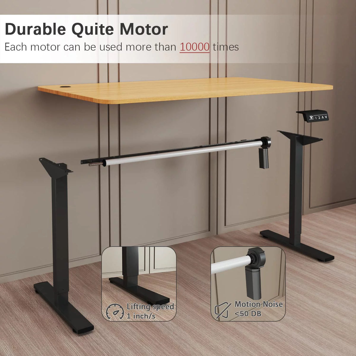 Electric Height Adjustable Standing Desk, 48in Sit Stand up Desk C459138