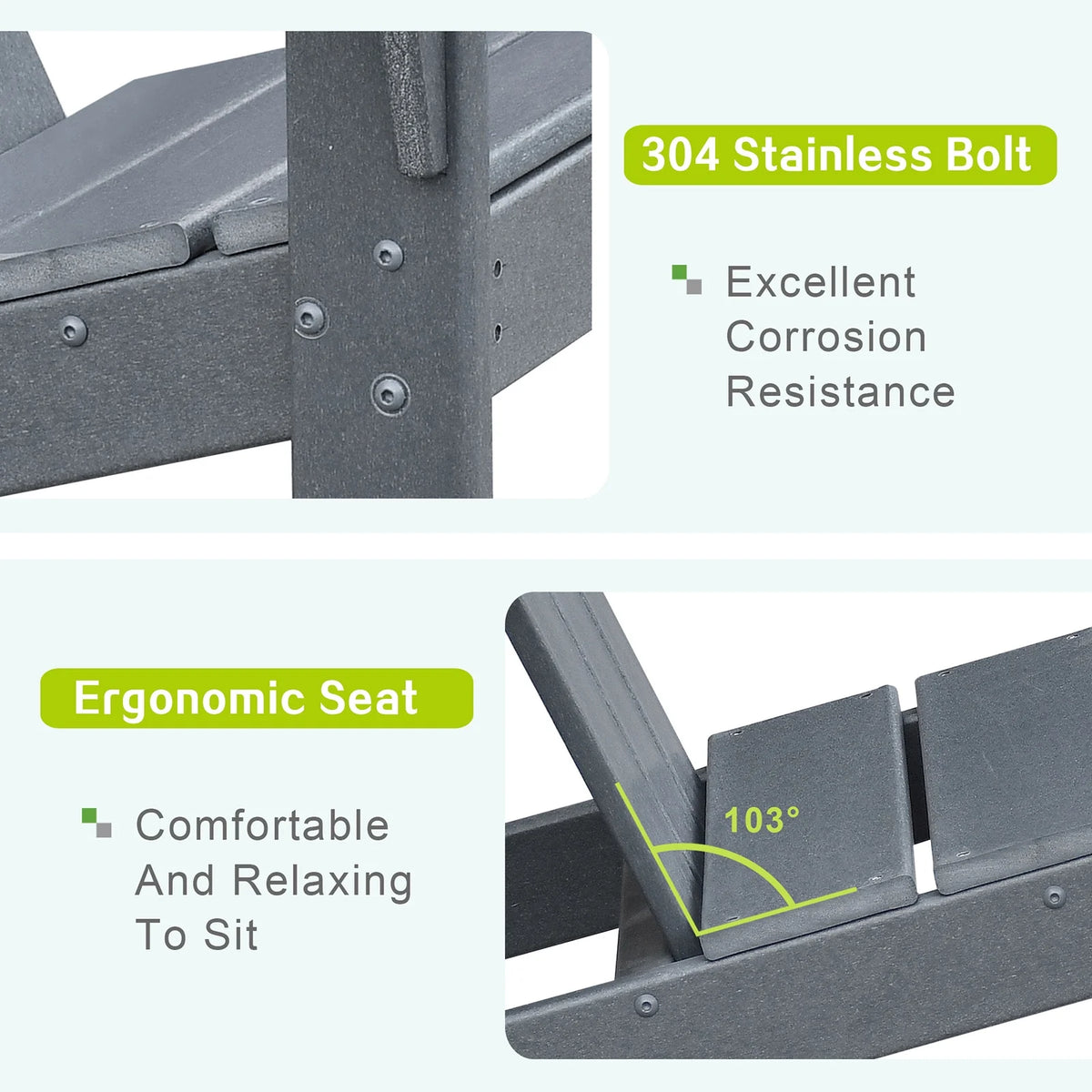 Dark Grey HDPE Resin Adirondack Chair M129213