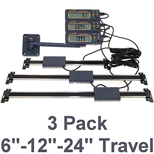 3 Piece Set 6", 12", 24" Absolute Digital Readout DRO Stainless Steel U4231