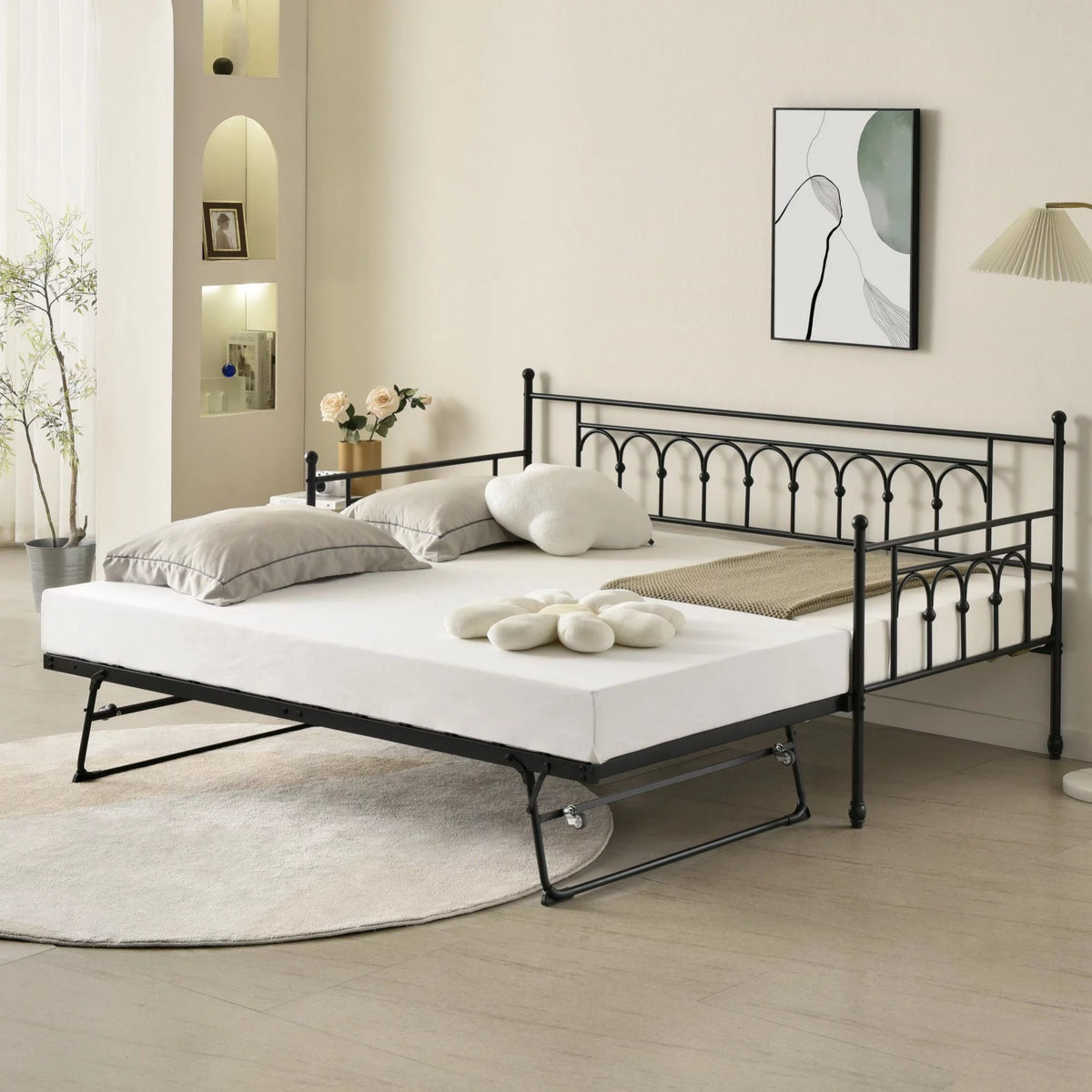 Twin Steel Metal Daybed With Pop-Up Trundle Z60498