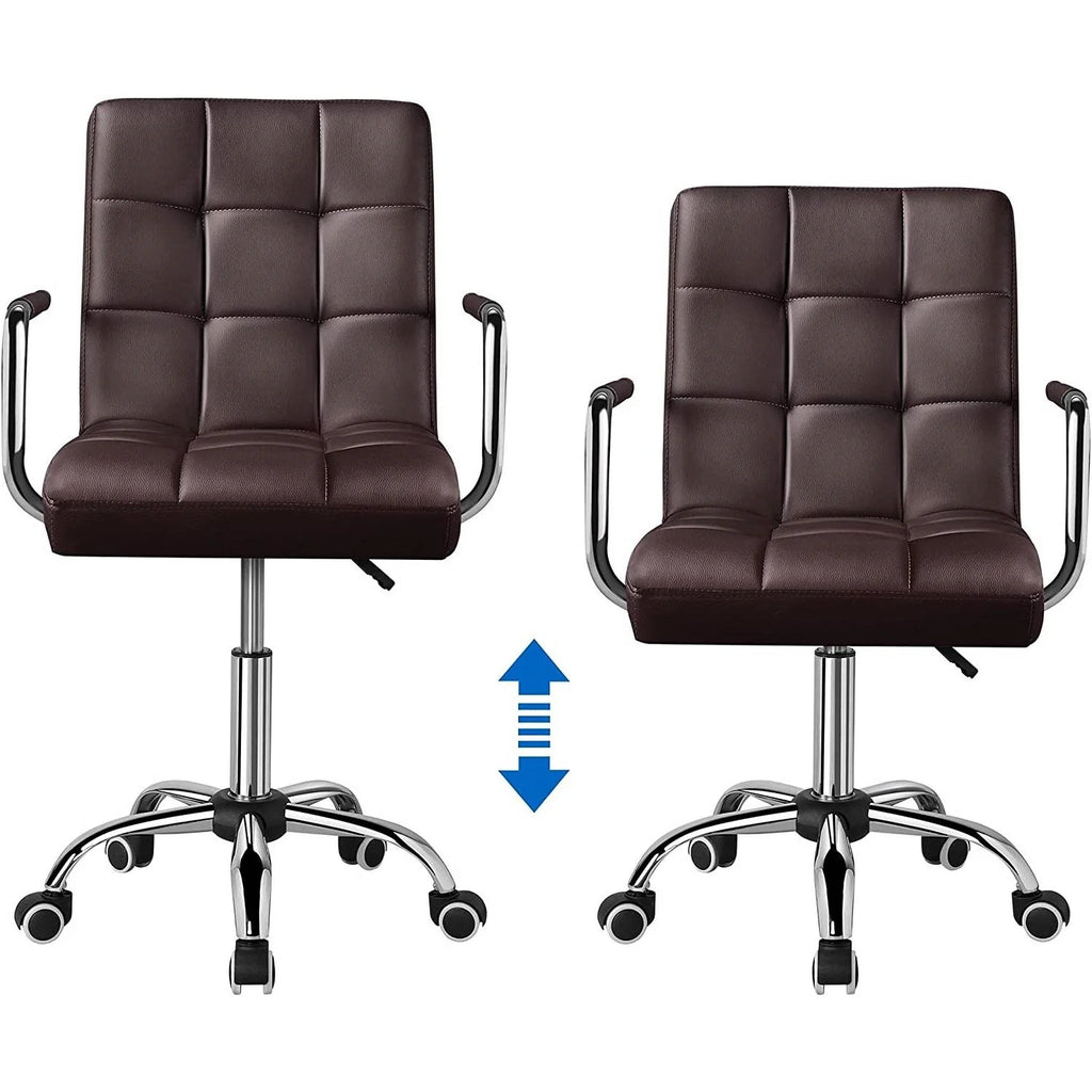 Dark Brown Faux Leather Mid-Back Office Chair with Wheels X77629
