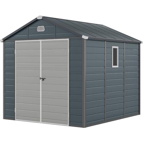 8x6.2FT All-Weather Plastic Outdoor Storage Shed with Lockable Doors C783778