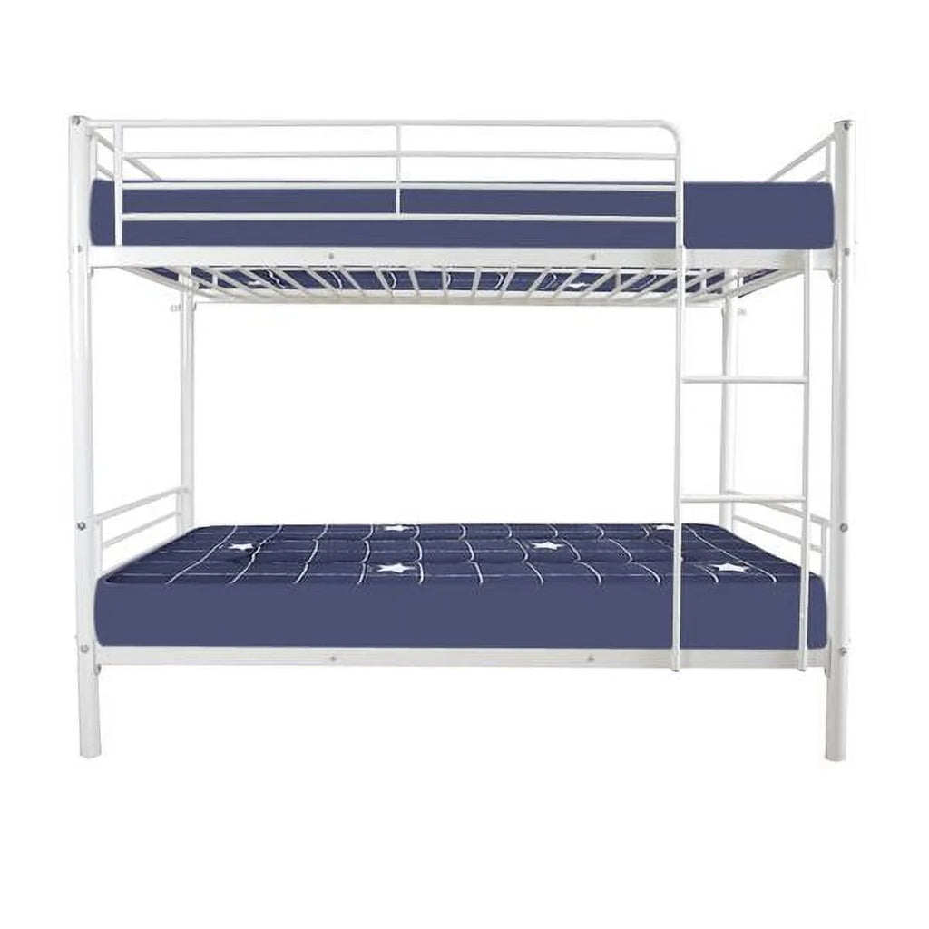 Twin Over Full Bunk Bed with Ladder and Guardrail White N9369