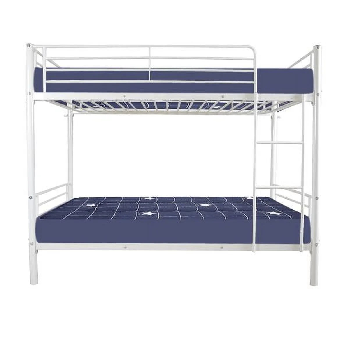 Twin Over Full Bunk Bed with Ladder and Guardrail White N9369