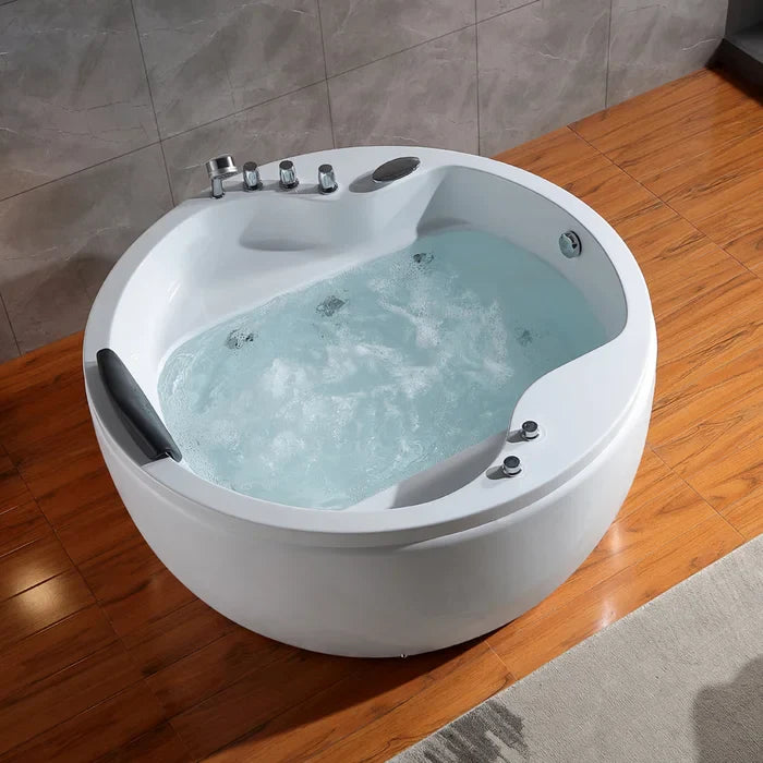 59 Freestanding Round Whirlpool Bathtub with Faucet H33351