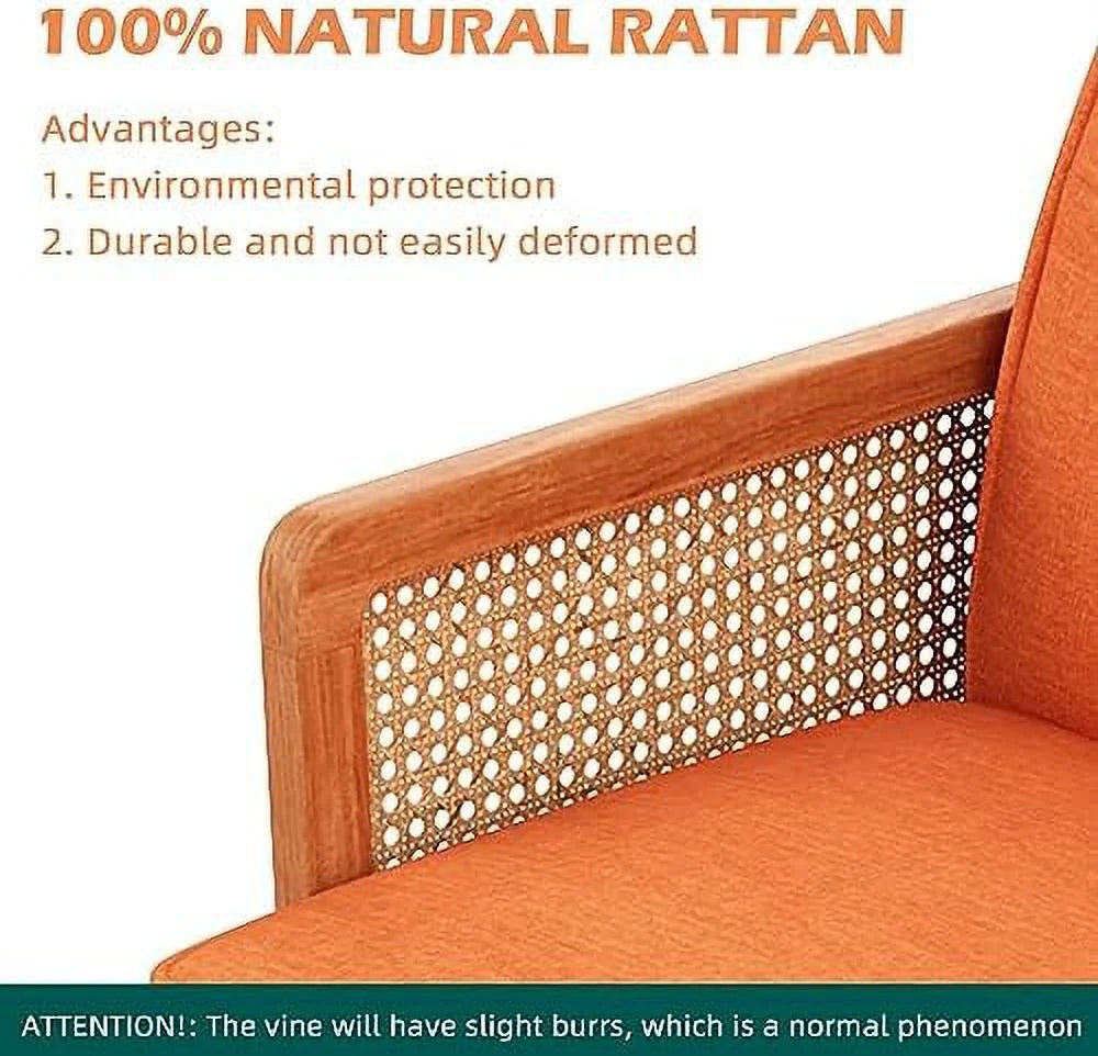 Light Grey Upholstered Loveseat with Rattan Armrest H123
