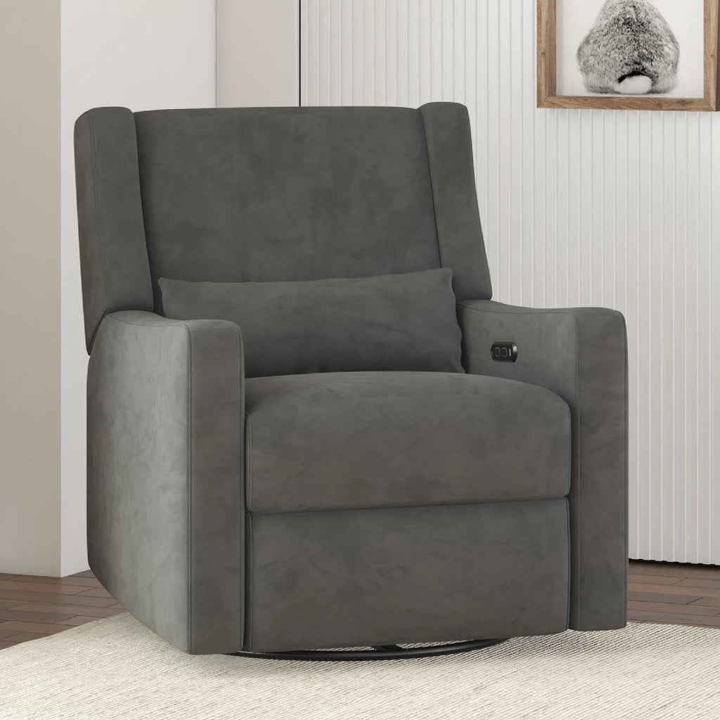 Gray Velvet Swivel Glider Recliner E620716