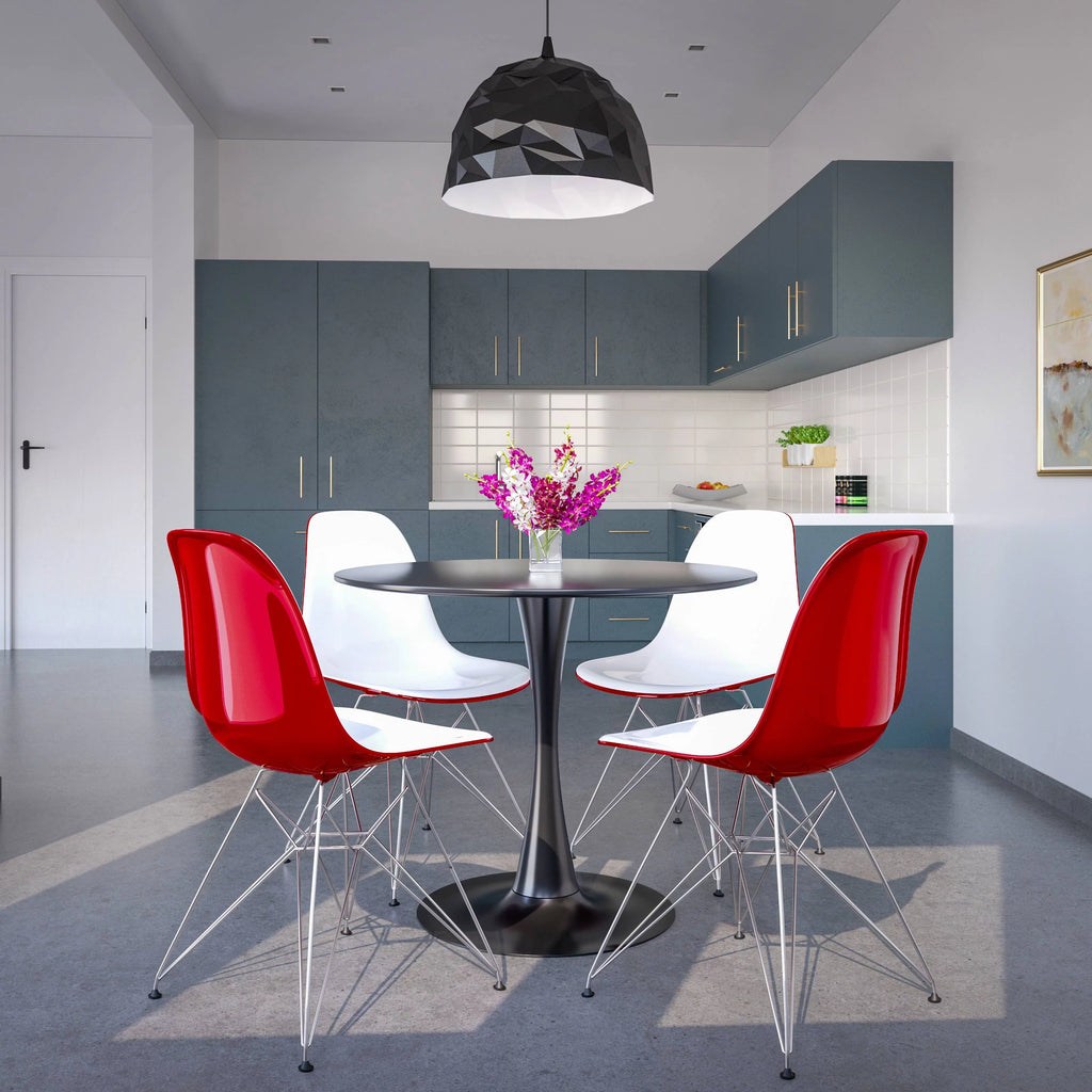 White Red Set of 2 Dining Side Chair J7292