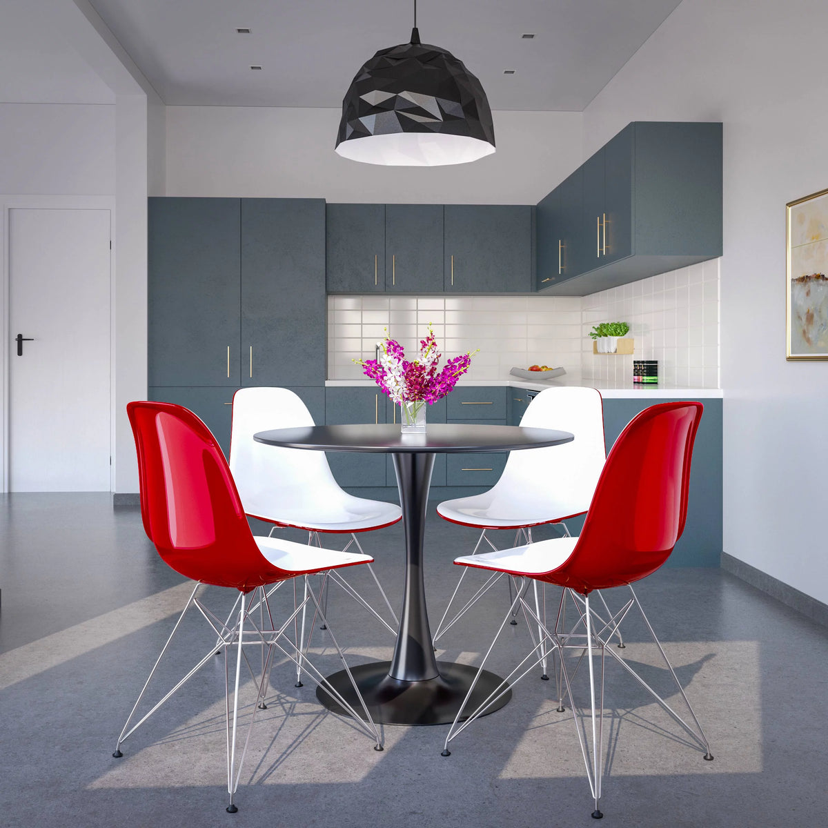 White Red Set of 2 Dining Side Chair J7292