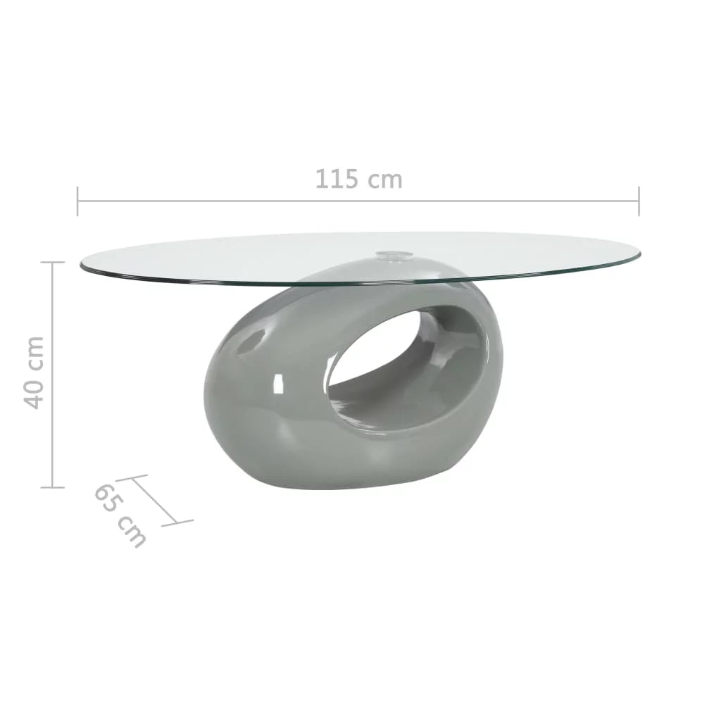 Oval Glass Coffee Table with Fiberglass Stand T804588