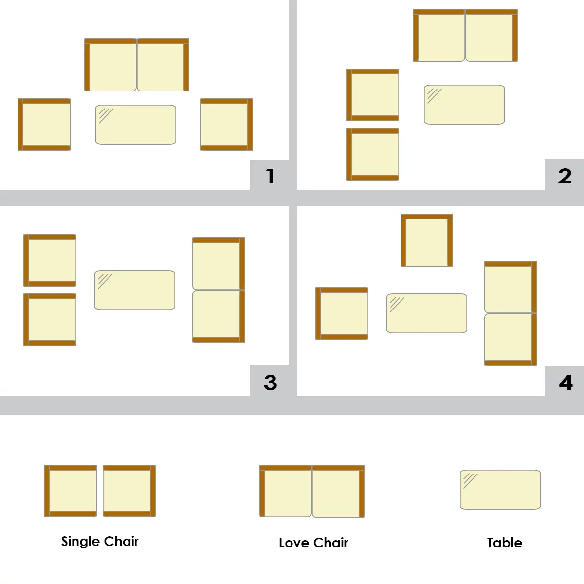 4 Pieces Patio Rattan Furniture Set Cushioned White H710219