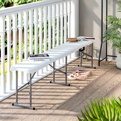 White 6ft Plastic Folding Bench 2 Pack H610214