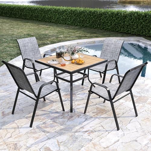 Outdoor Patio Stackable Dining Chairs Set of 4 All-Weather Textilene K474382