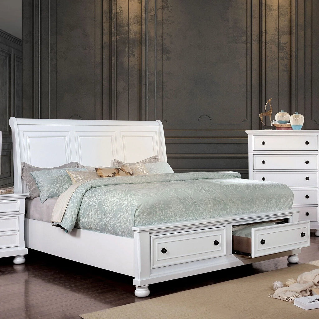 California King Size White Storage Bed H226